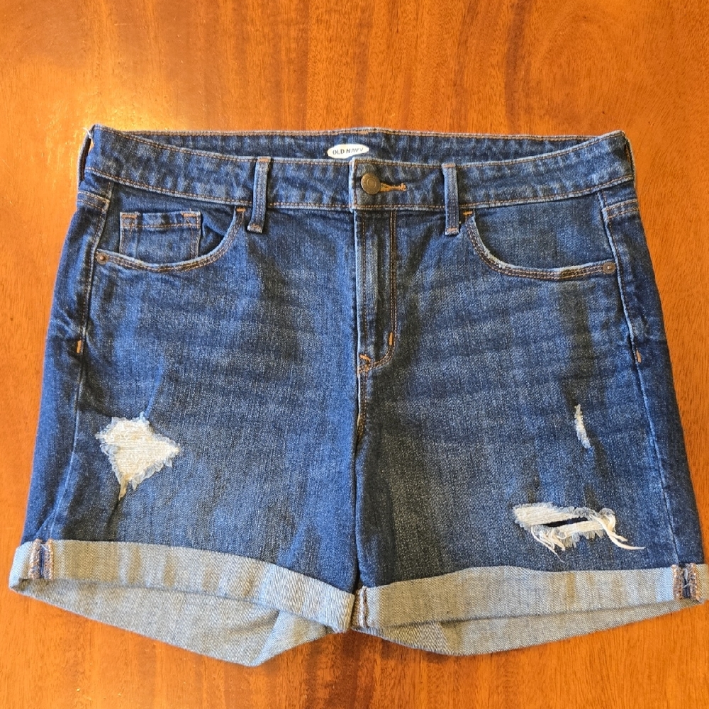 Old Navy Stretch Blue Denum Shorts Rolled Hem 8